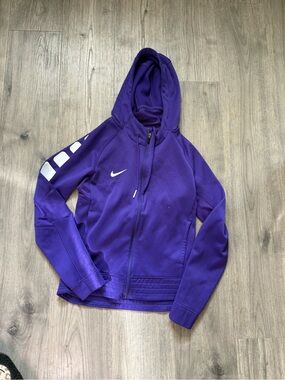 Nike Purple Zip-Up Hooded Sweatshirt with White Swoosh